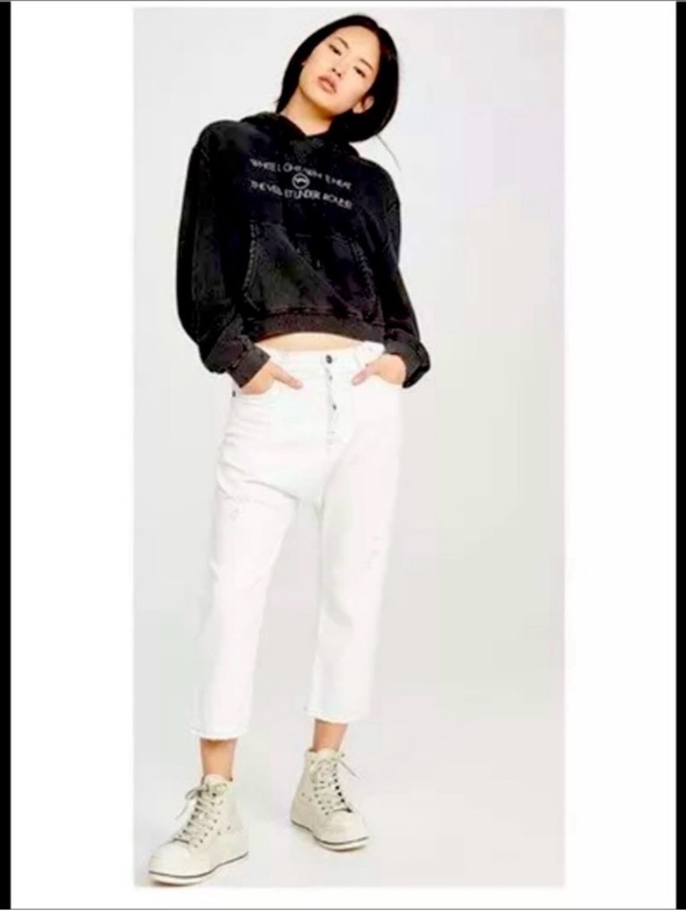 R13 Tailored Drop Jean 24 White Cropped Grunge Minimal Cool City Chic Streetwear